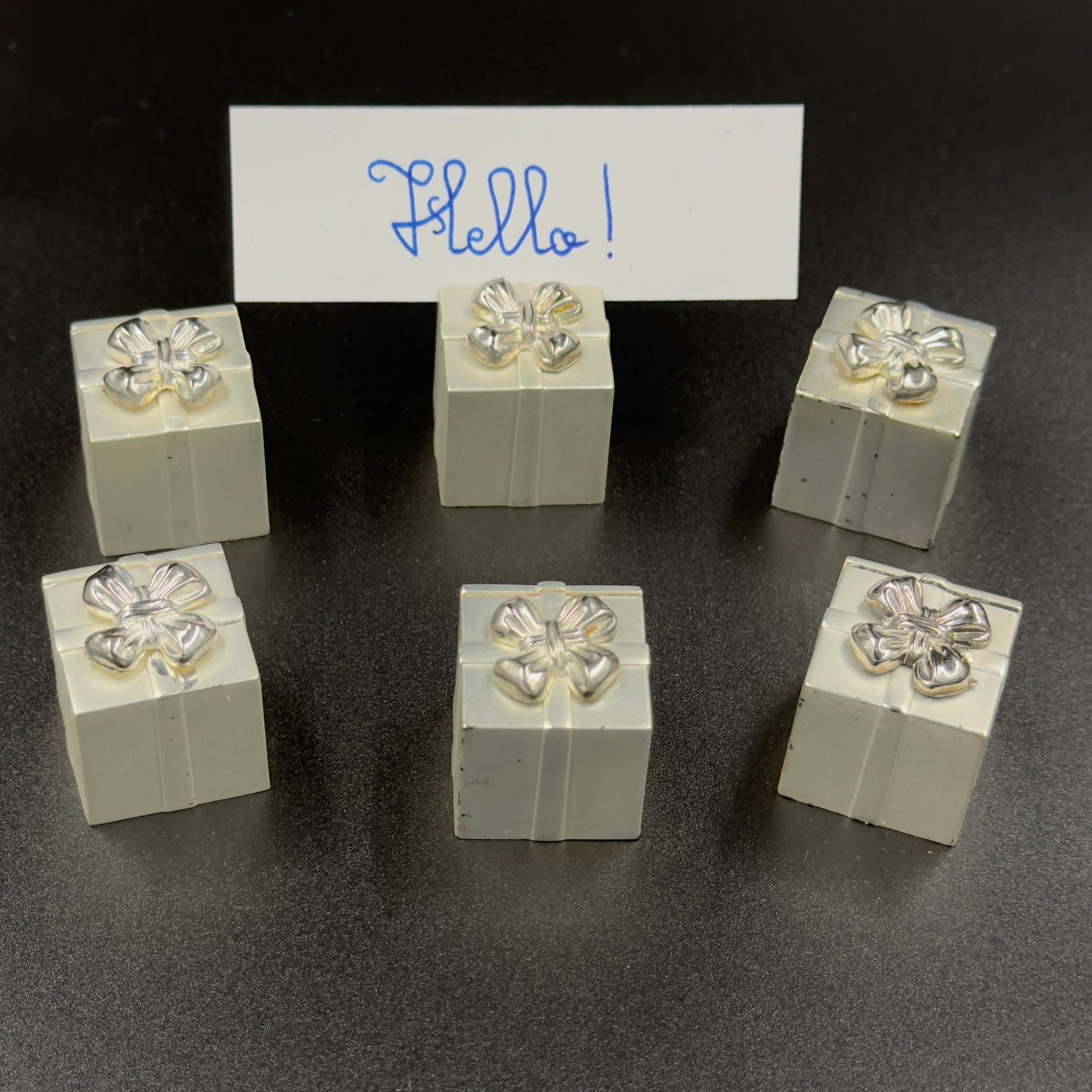 Vintage Silver-Plated Place Card Holders | Gift Box with Bow | Set of 6