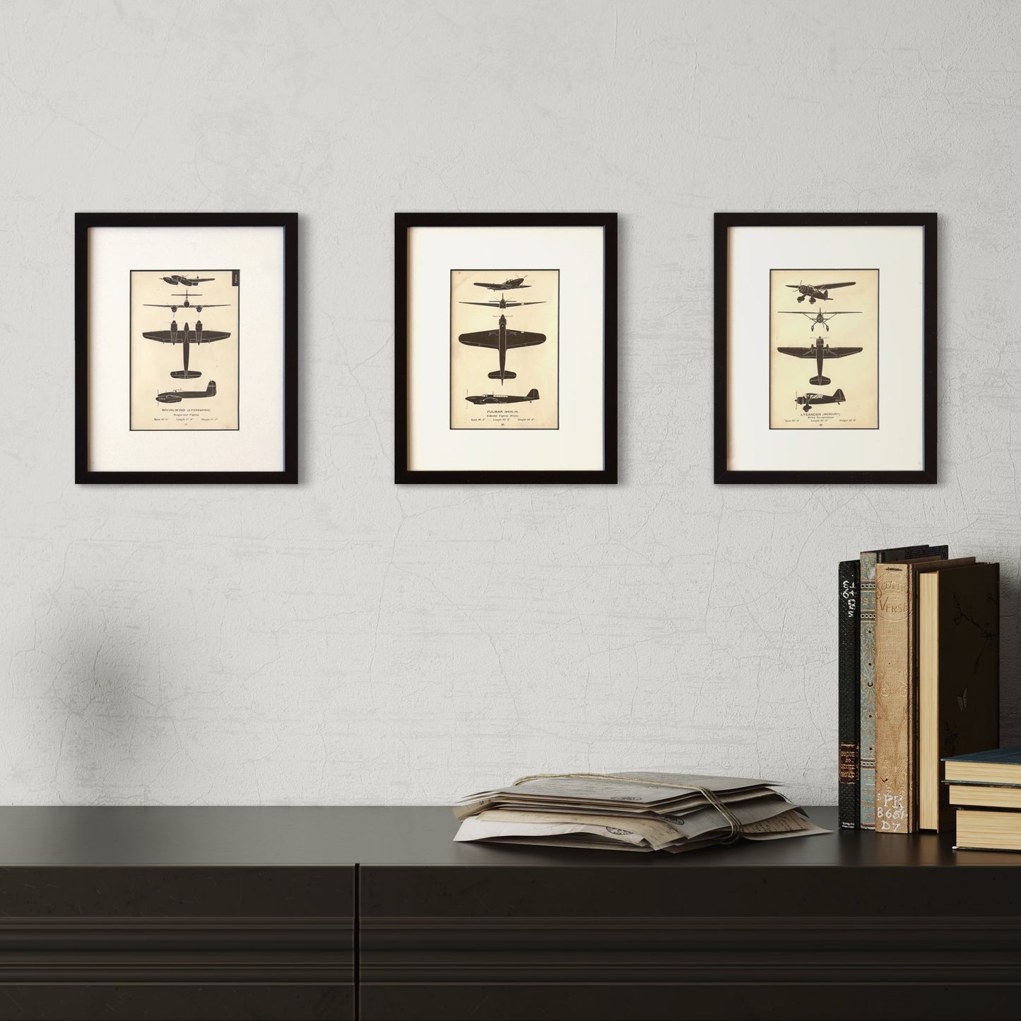 Original Vintage WWII Airplane Silhouette Prints