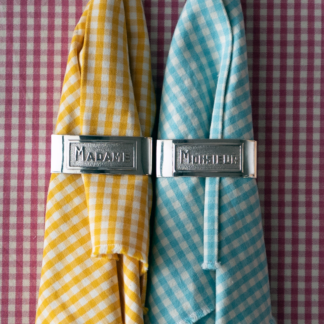 Elegant Vintage Art Deco Silverplated Napkin Rings | "Monsieur" & "Madame" | Set of 2