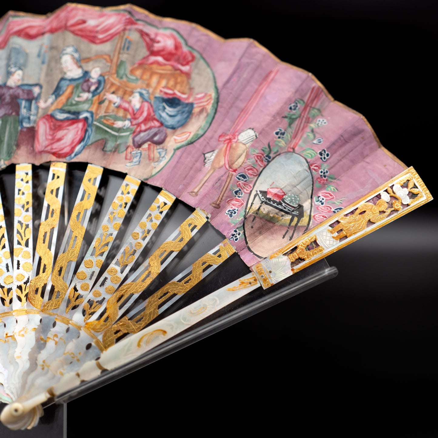 Exquisite 18th Century Chinoiserie Double-Sided Fan