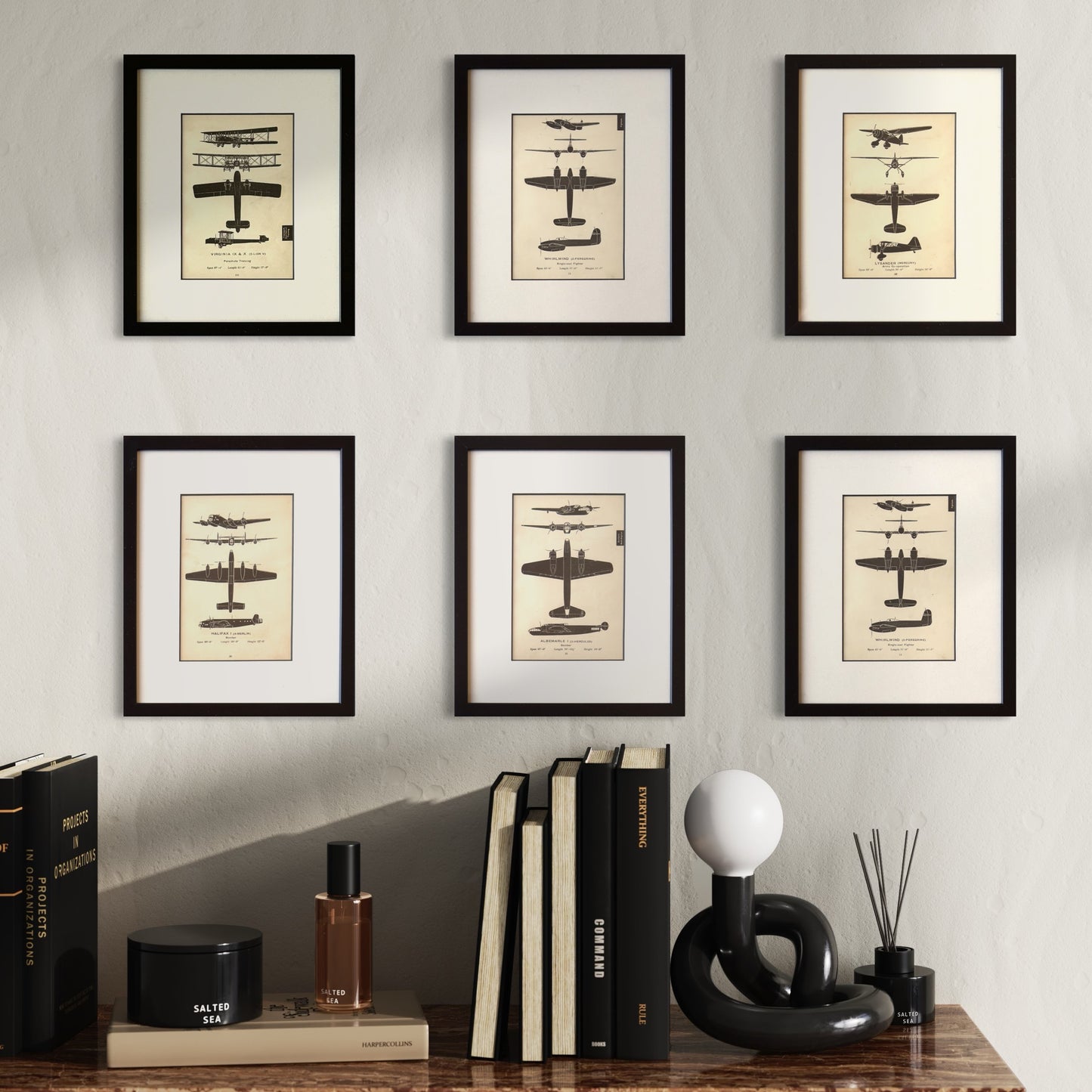 Original Vintage WWII Airplane Silhouette Prints