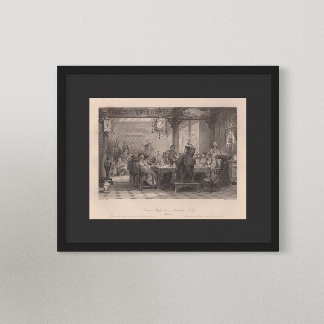 Antique 1840s Steel Engraving | Dinner at a Mandarin’s House | Thomas Allom