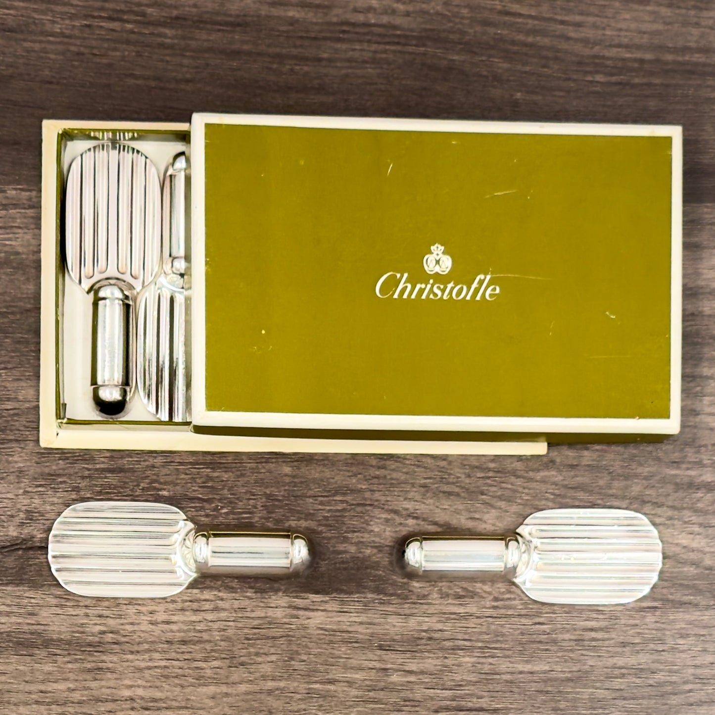 Rare Vintage Art Deco Set of Six Silver-Plated Christofle Chopstick Holders / Cutlery Rests - Tennis Racquets