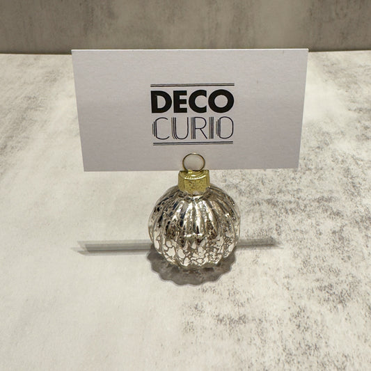 Set of Six Glass Bauble Place Card Holders