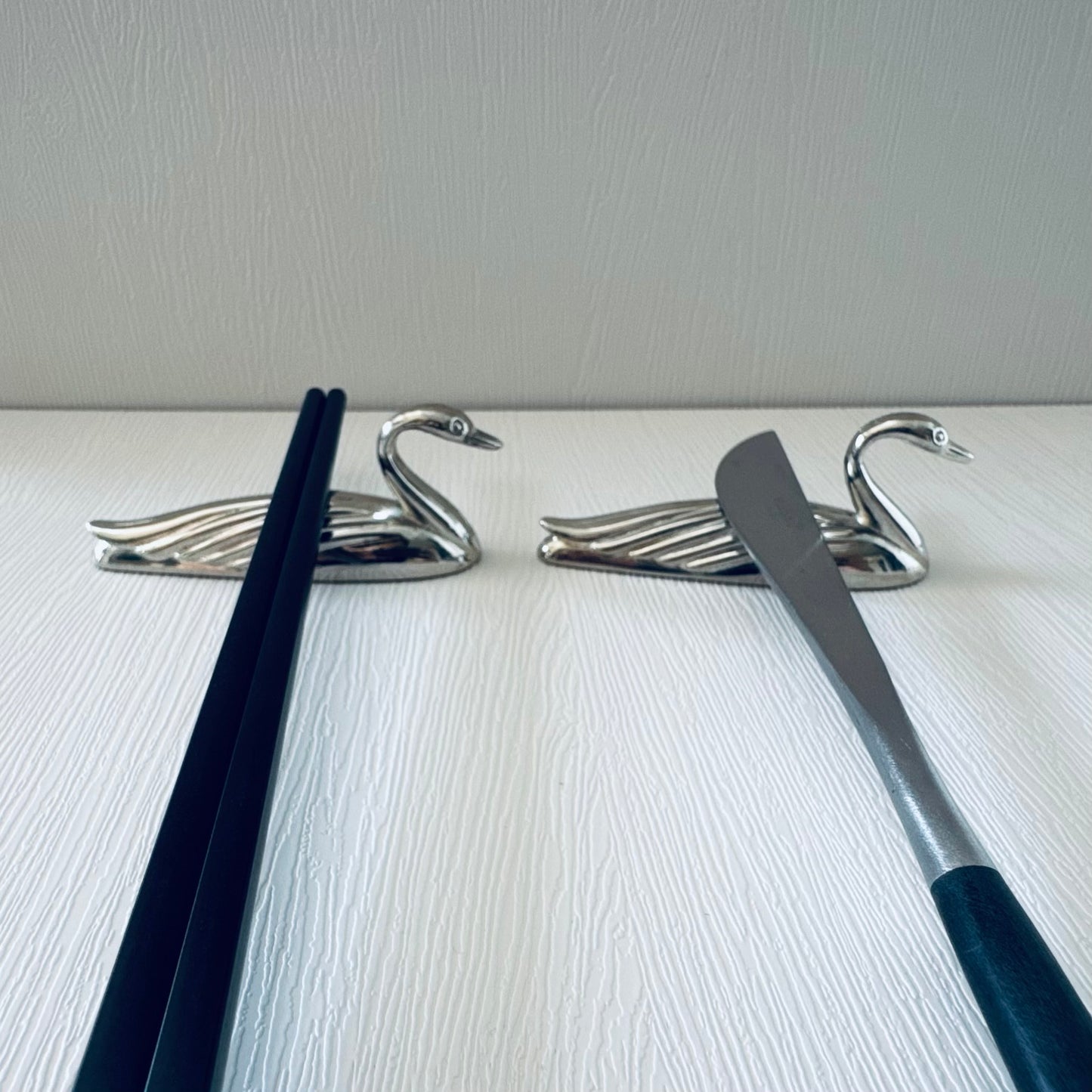 Vintage Chopstick Holders/Knife Rests | Silver Swans 1 | Set of 6