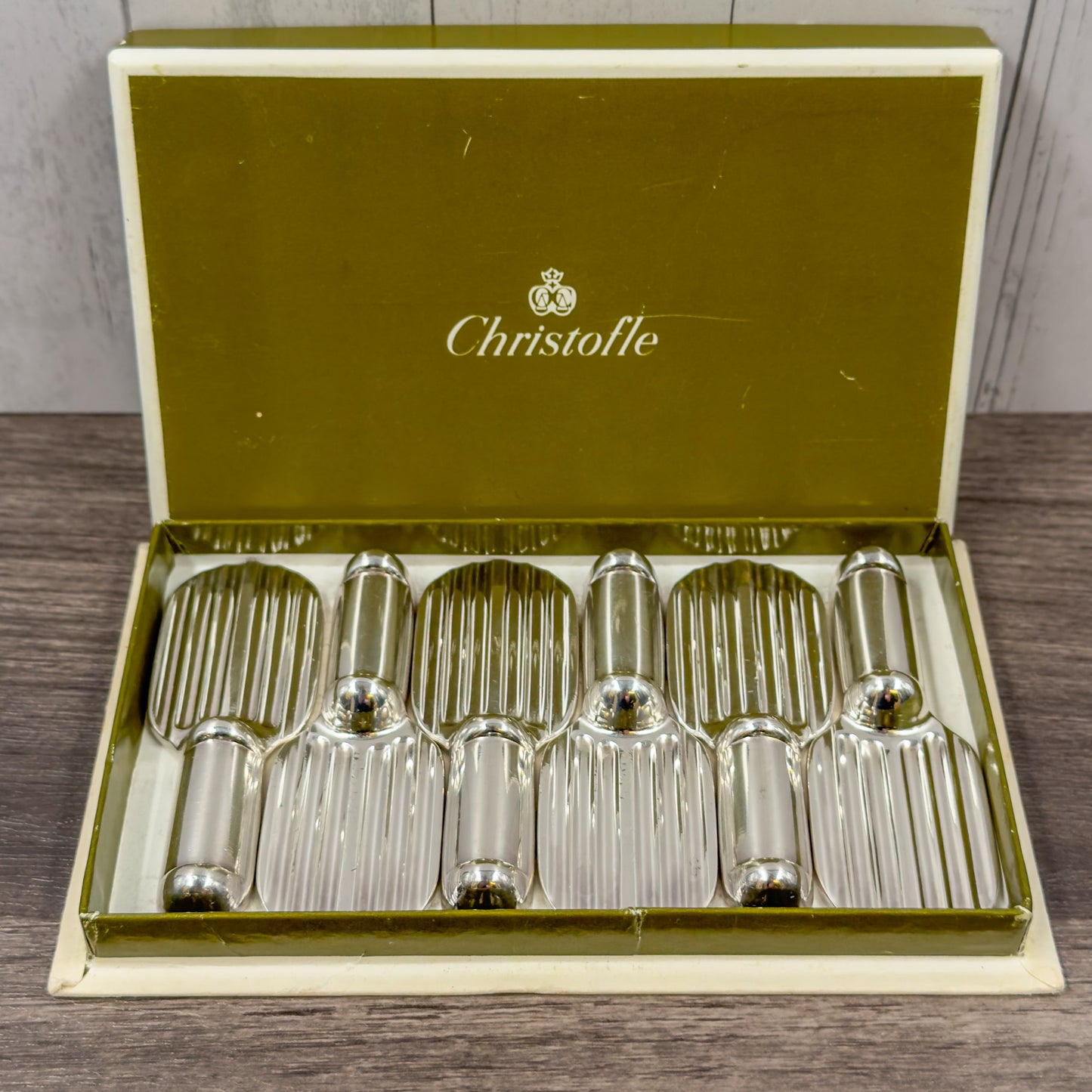 Rare Vintage Art Deco Set of Six Silver-Plated Christofle Chopstick Holders / Cutlery Rests - Tennis Racquets