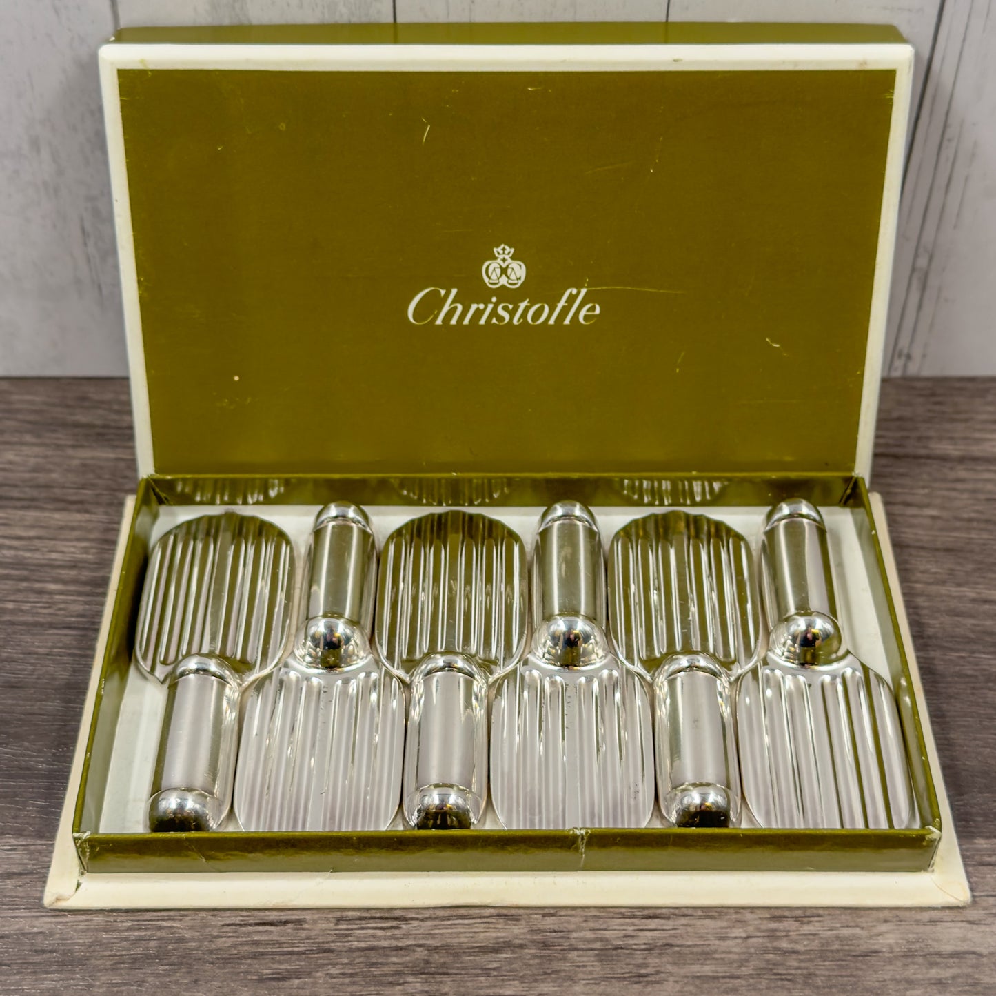 Rare Vintage Art Deco Silver-Plated Chopstick Holders / Cutlery Rests | Christofle Tennis Racquets | Set of 6