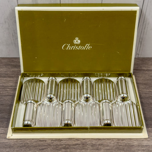 Rare Vintage Art Deco Set of Six Silver-Plated Christofle Chopstick Holders / Cutlery Rests - Tennis Racquets