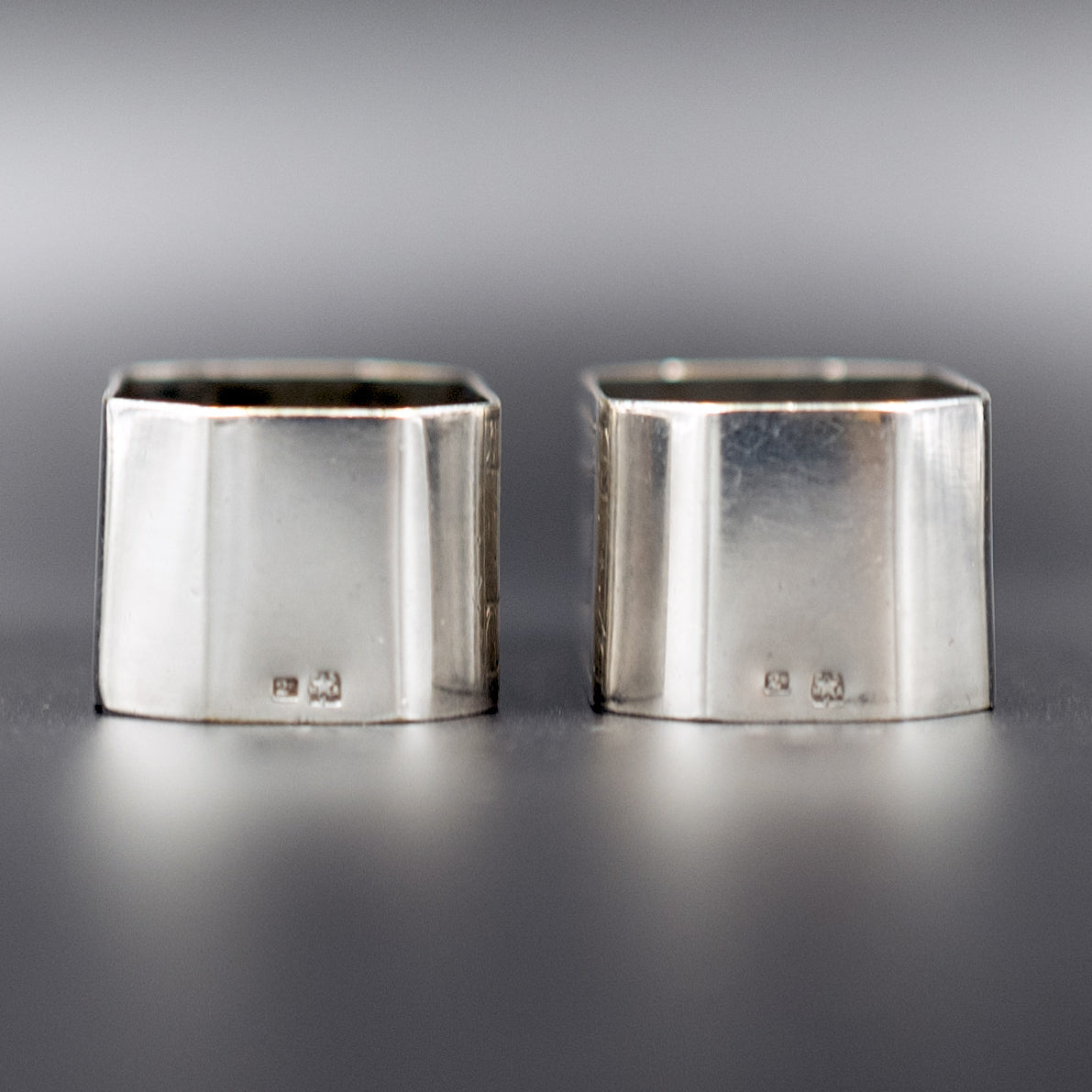 Vintage Mid-20th Century Art Deco French Silver-Plated Napkin Rings | "Monsieur" and "Madame" | Set of 2