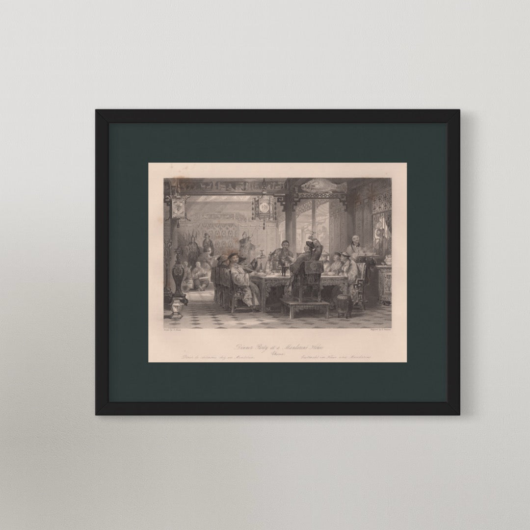 Antique 1840s Steel Engraving | Dinner at a Mandarin’s House | Thomas Allom