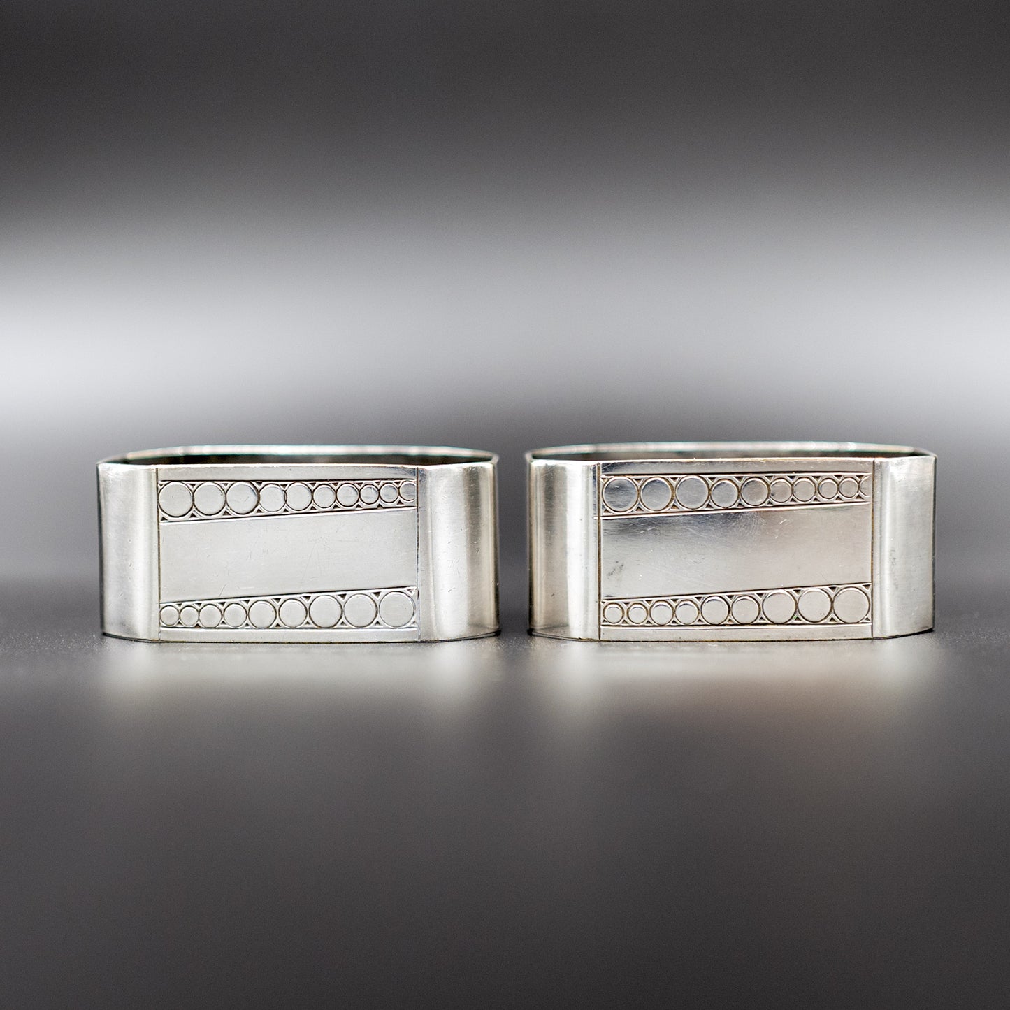 Vintage Mid-20th Century Art Deco French Silver-Plated Napkin Rings | "Monsieur" and "Madame" | Set of 2