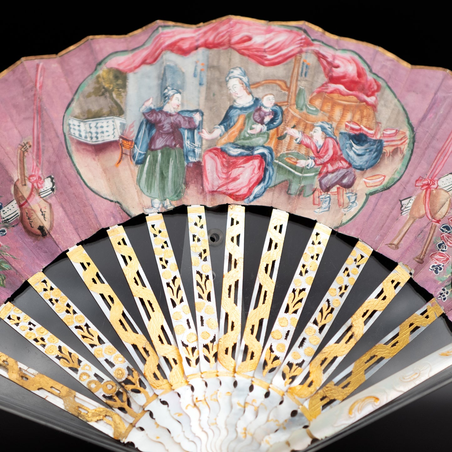 Exquisite 18th Century Chinoiserie Double-Sided Fan