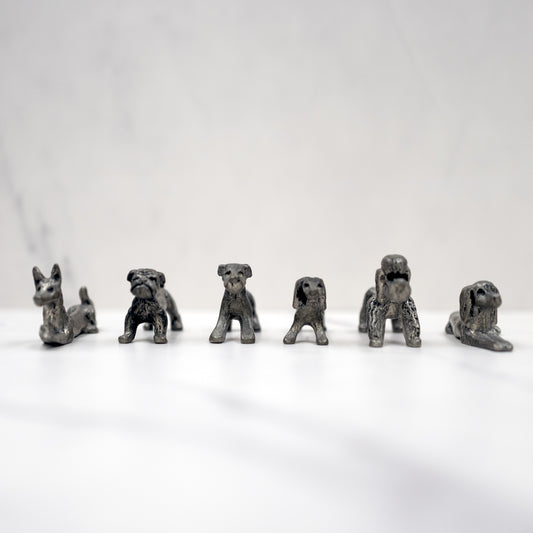 Exquisite Vintage Pewter Cutlery Rests / Chopstick Holders | Dog Breeds | Set of 6