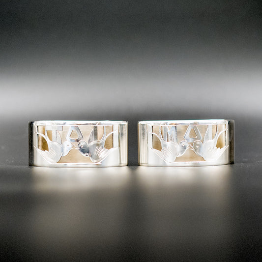 Vintage Mid-20th Century Art Deco Napkin Rings | "Toi" and "Moi" | Set of 2