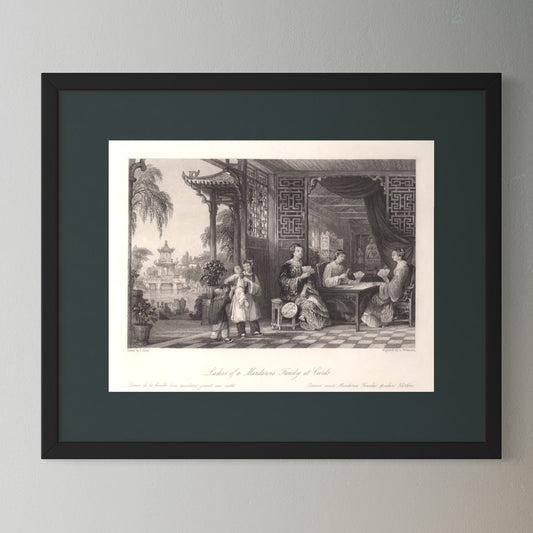Antique 1840s Steel Engraving | Ladies of a Mandarin’s Family at Cards | Thomas Allom