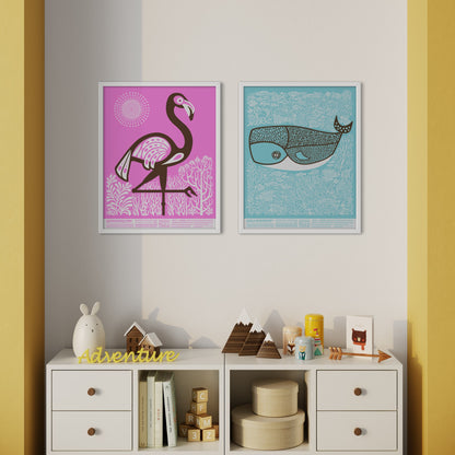 Contemporary Flamingo Vintage Promotional Poster