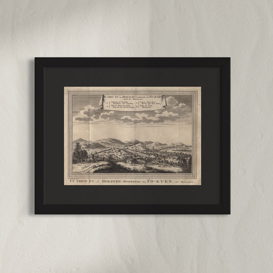 Antique 1740s Copperplate Engraving | Fu Cheu Fu ou Hoksyeu Capitale de Fo-Kyen | Jacob van der Schley after Johan Nieuhof