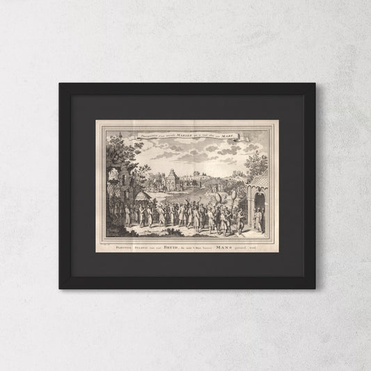 Antique 1740s Copperplate Engraving | Procession d'une nouvelle Mariée qui se rend chez son Mari | Jacob van der Schley after Johan Nieuhof