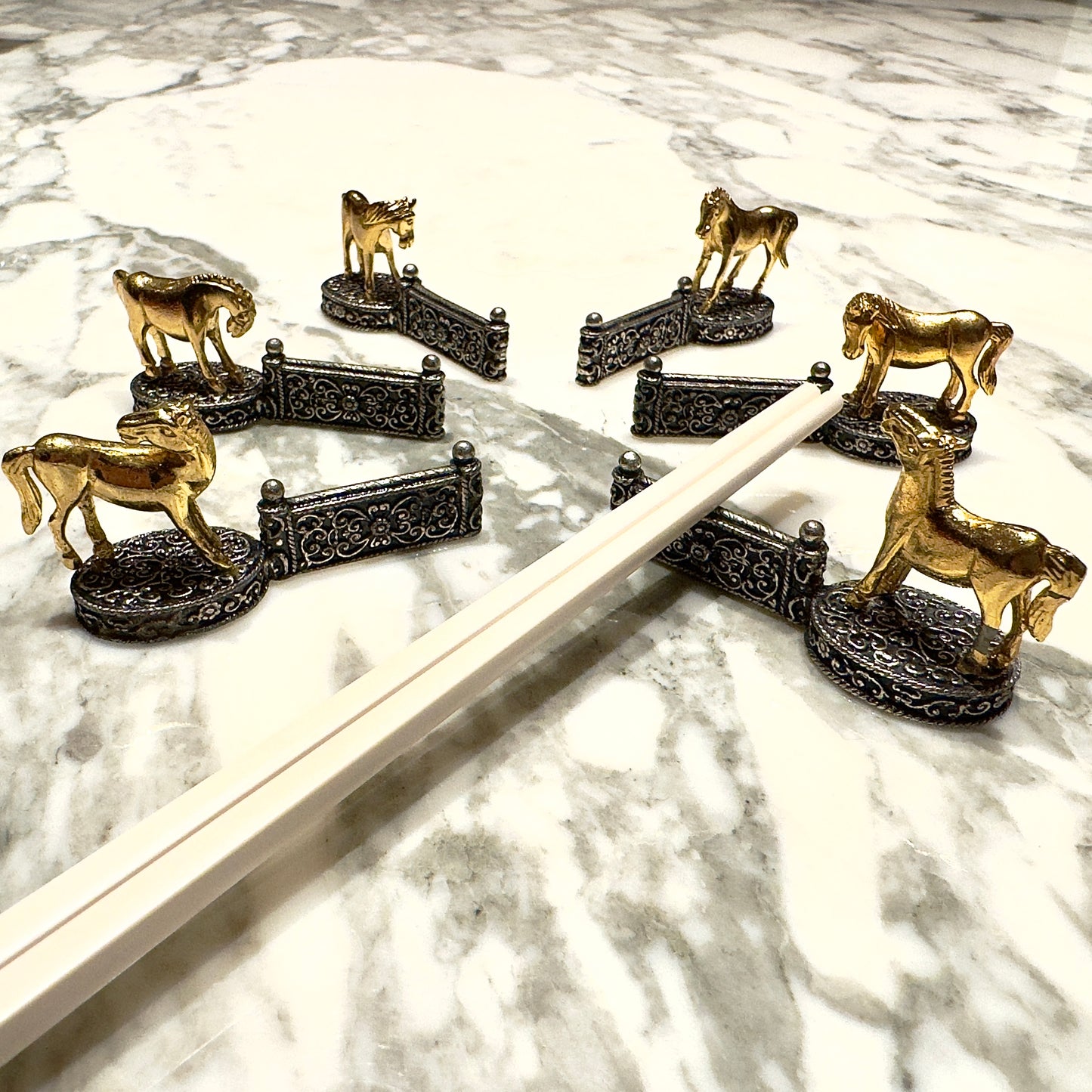 Vintage Chopstick Holders / Cutlery Rests | Showjumping Horses | Set of 6