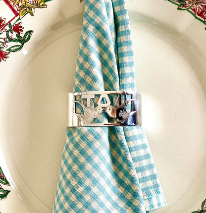 Vintage Mid-20th Century Art Deco Napkin Rings | "Toi" and "Moi" | Set of 2