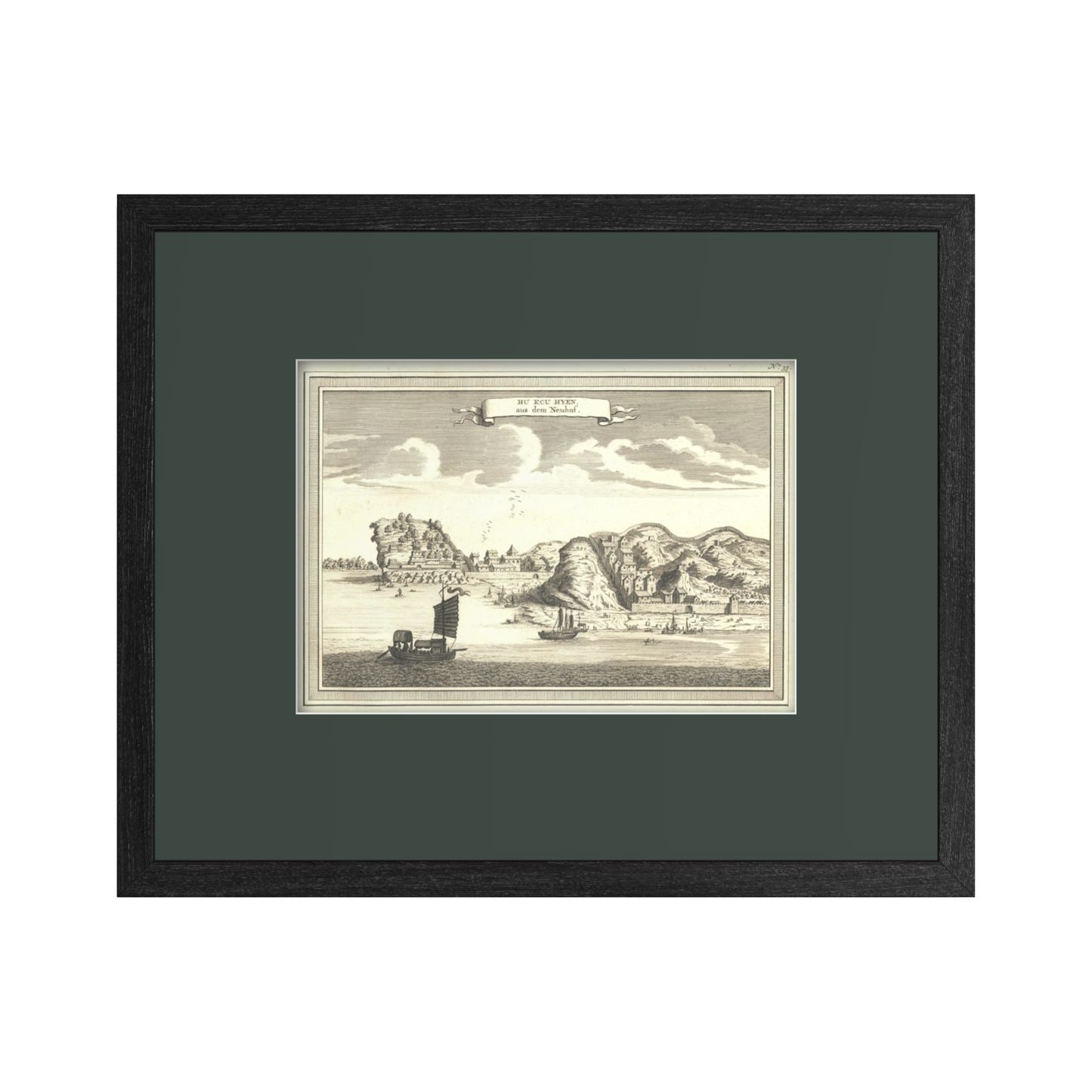 Antique 1740s Copperplate Engraving | Hu Kcu Hyen | Jacob van der Schley after Johan Nieuhof