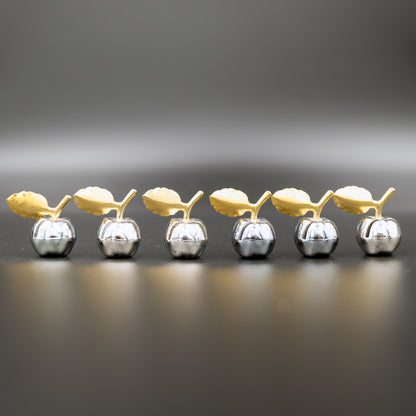 Vintage 1970s Place Card Holders | Apples with Gold Leaf Detailing | Set of 6