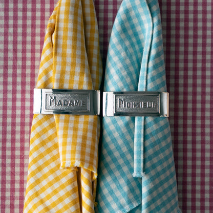 Elegant Vintage Art Deco Silverplated Napkin Rings | "Monsieur" & "Madame" | Set of 2