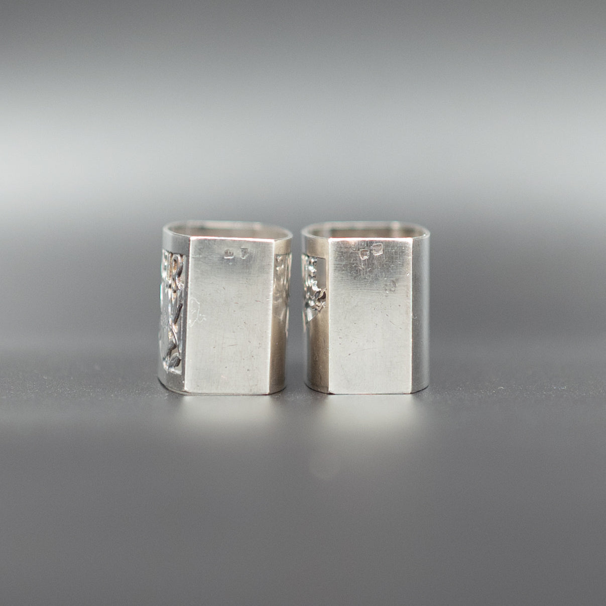 Chic Vintage Mid-20th Century Art Deco French Silver-Plated Napkin Rings | "Monsieur" and "Madame" | Set of 2