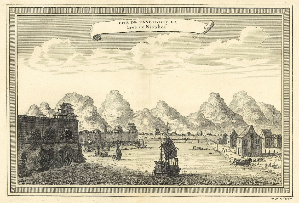 Antique 1740s Copperplate Engraving | Cité de Nang Hyong Fu | Jacob van der Schley after Johan Nieuhof