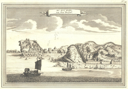 Antique 1740s Copperplate Engraving | Hu Kcu Hyen | Jacob van der Schley after Johan Nieuhof