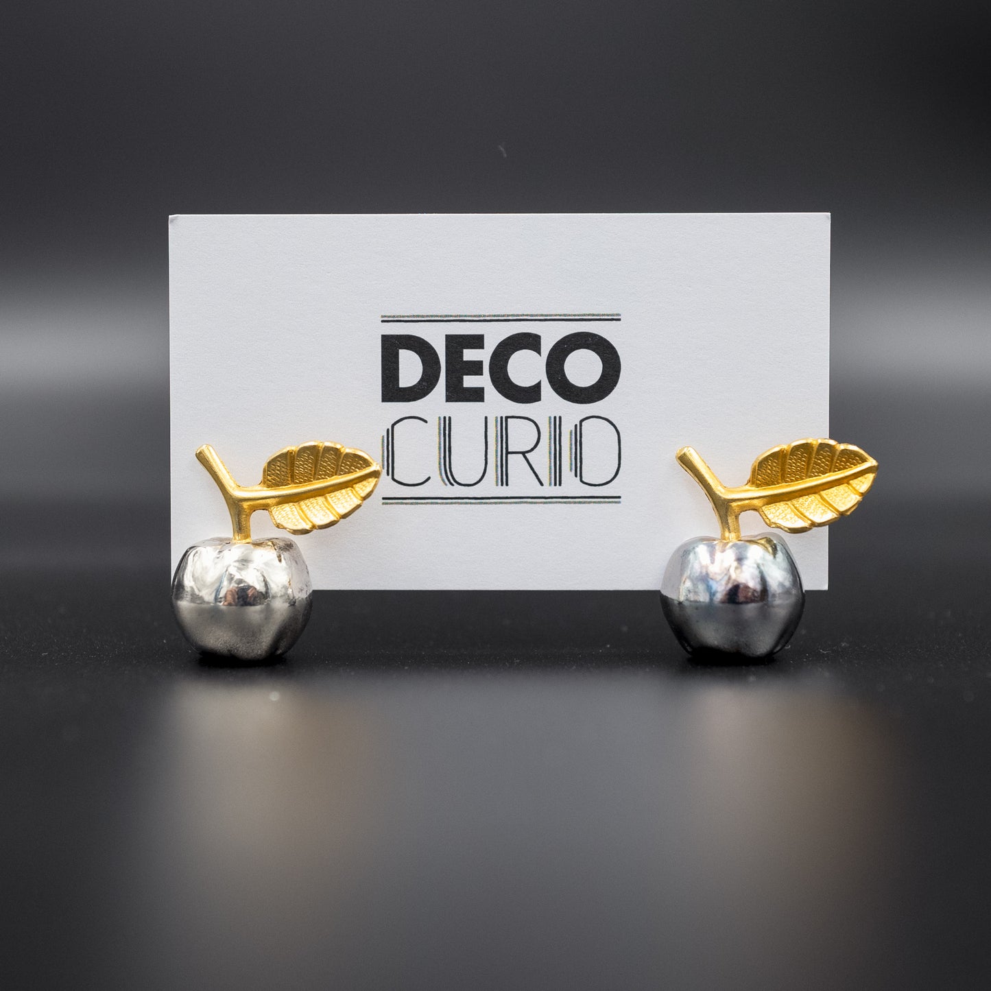 Vintage 1970s Place Card Holders | Apples with Gold Leaf Detailing | Set of 6