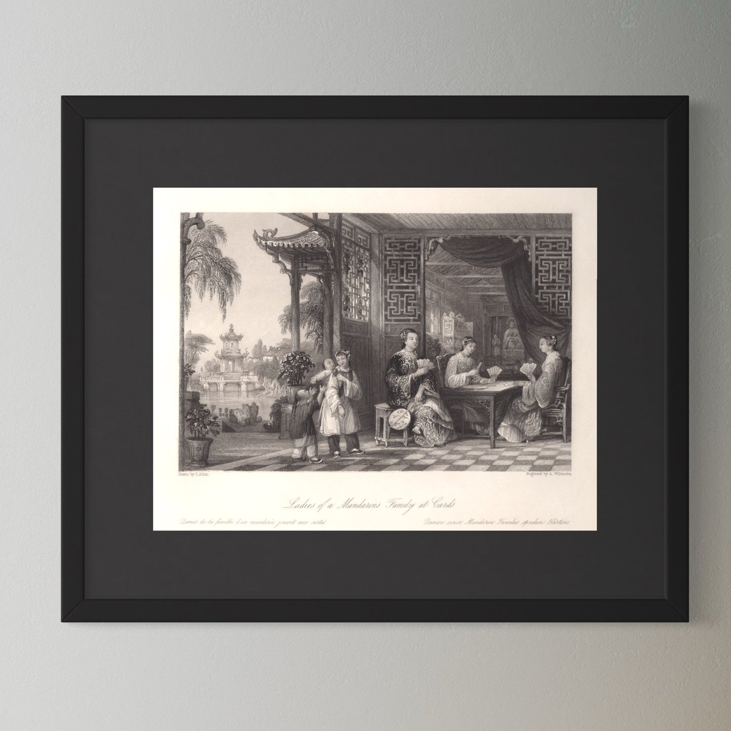 Antique 1840s Steel Engraving | Ladies of a Mandarin’s Family at Cards | Thomas Allom