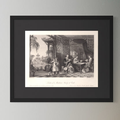 Antique 1840s Steel Engraving | Ladies of a Mandarin’s Family at Cards | Thomas Allom