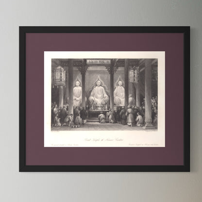 Antique 1840s Steel Engraving | Great Temple at Honan, Canton | Thomas Allom