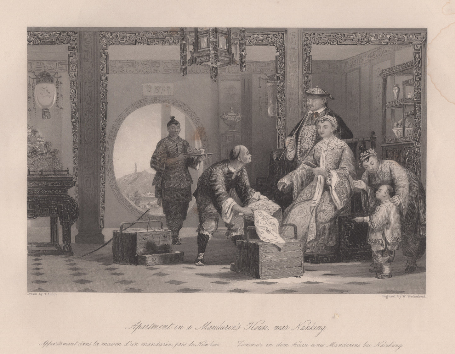 Antique 1840s Steel Engraving | Apartment in a Mandarin’s House, near Nanking | Thomas Allom