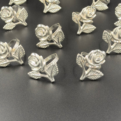 Vintage Set of Six Rose Napkin Rings
