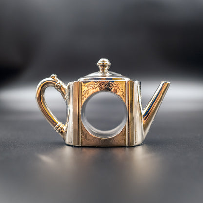 Exquisite Vintage 1990s Silver-Plated Napkin Rings | Teapots in Different Styles | Set of 4