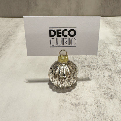 Set of Six Glass Bauble Place Card Holders