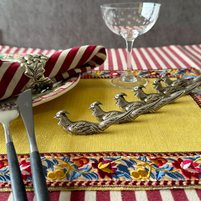 Vintage Knife Rests/Chopstick Holders | Pheasants | Set of Six