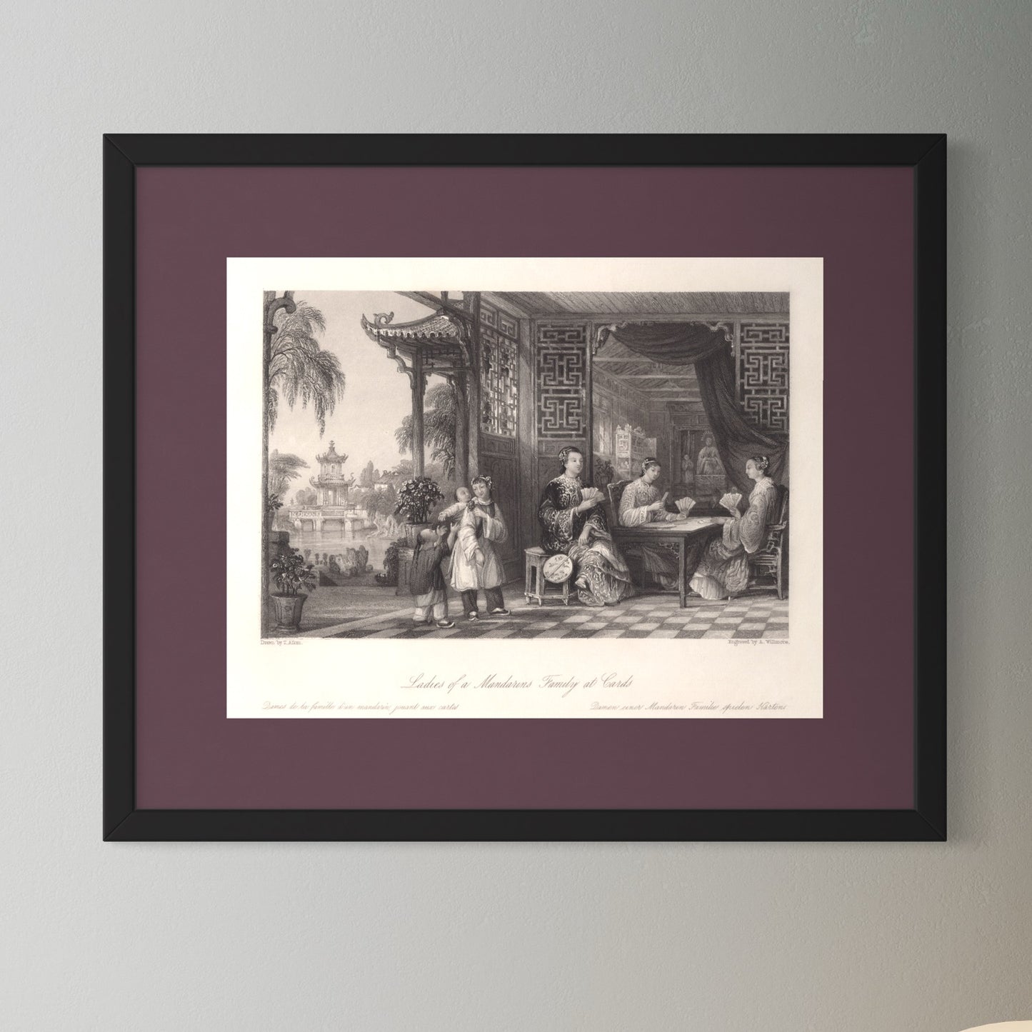 Antique 1840s Steel Engraving | Ladies of a Mandarin’s Family at Cards | Thomas Allom