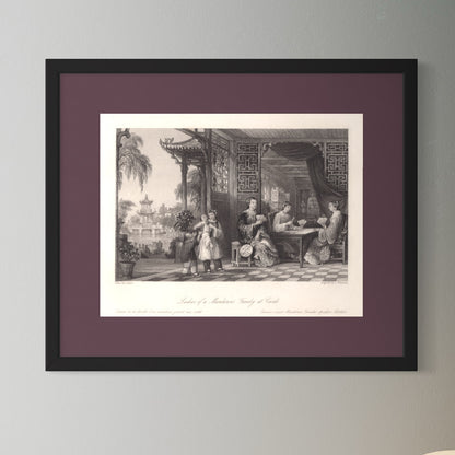 Antique 1840s Steel Engraving | Ladies of a Mandarin’s Family at Cards | Thomas Allom