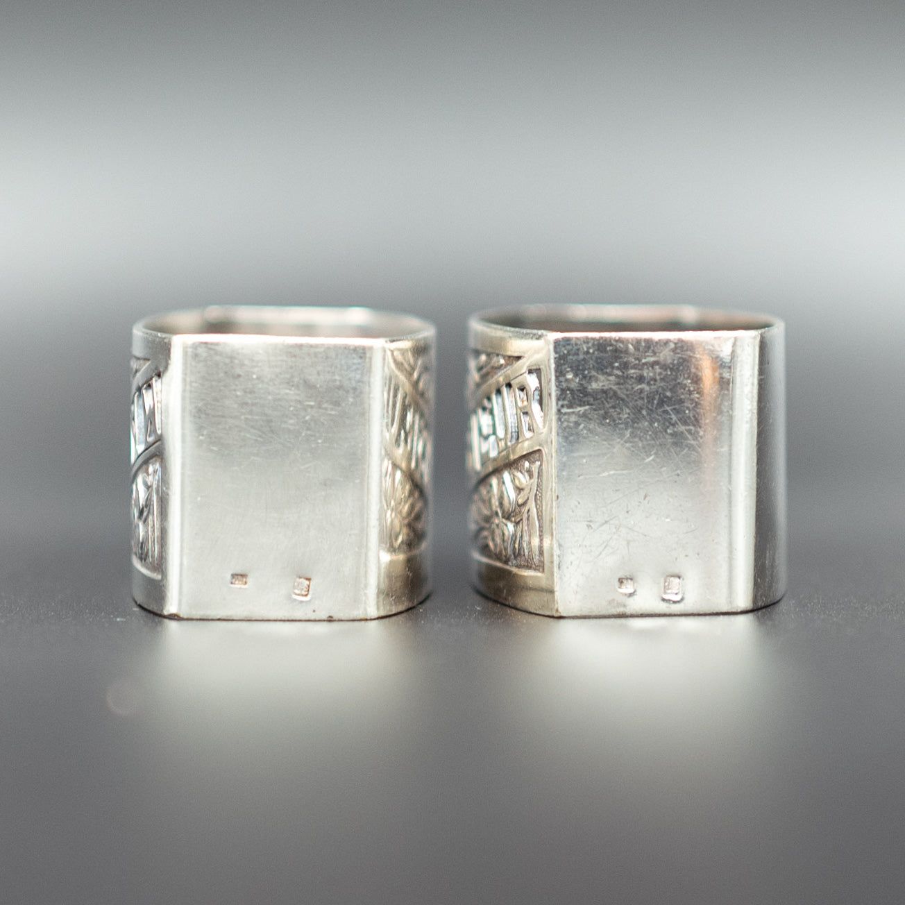 Elegant Vintage Art Deco Silverplated Napkin Rings | "Monsieur" & "Madame" | Set of 2