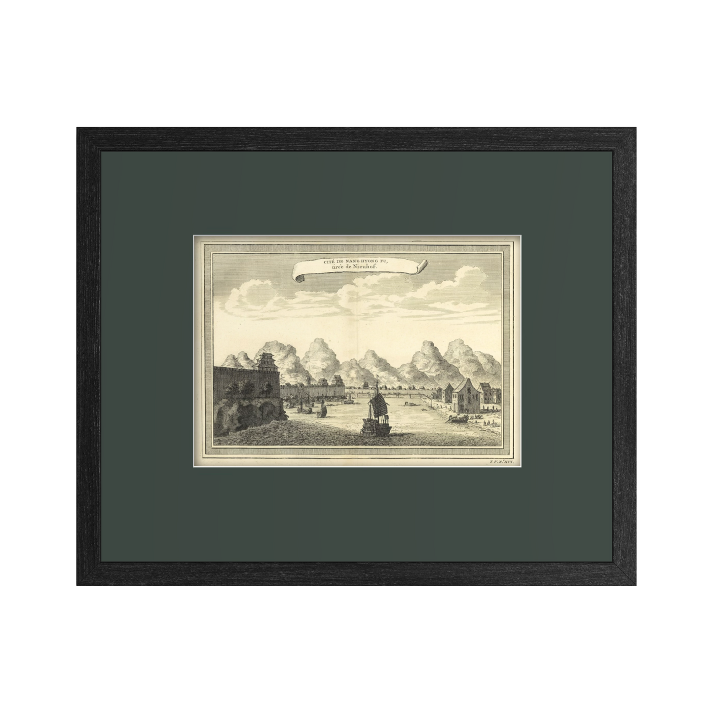 Antique 1740s Copperplate Engraving | Cité de Nang Hyong Fu | Jacob van der Schley after Johan Nieuhof