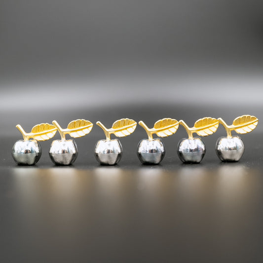 Vintage 1970s Place Card Holders | Apples with Gold Leaf Detailing | Set of 6