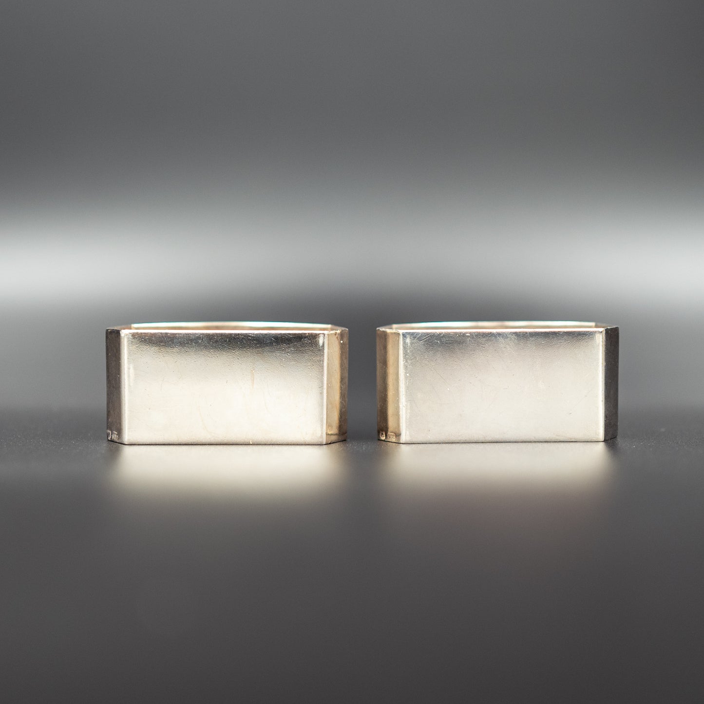 Vintage Mid-20th Century Art Deco Silver-Plated Napkin Rings | “Monsieur” & “Madame” | Set of 2