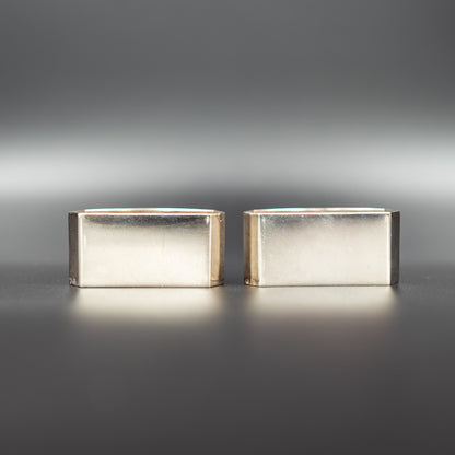 Vintage Mid-20th Century Art Deco Silver-Plated Napkin Rings | “Monsieur” & “Madame” | Set of 2