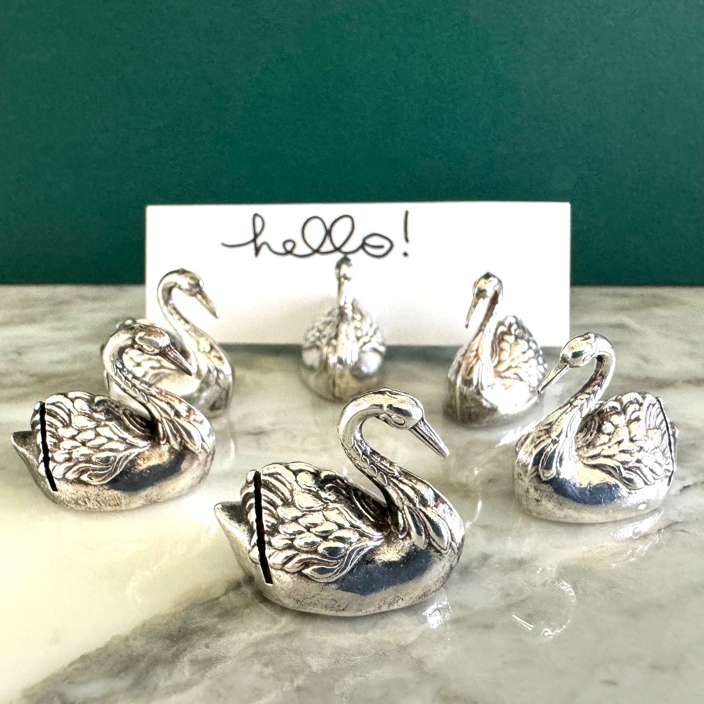 Vintage Place Card Holders | Swans | Set of 6