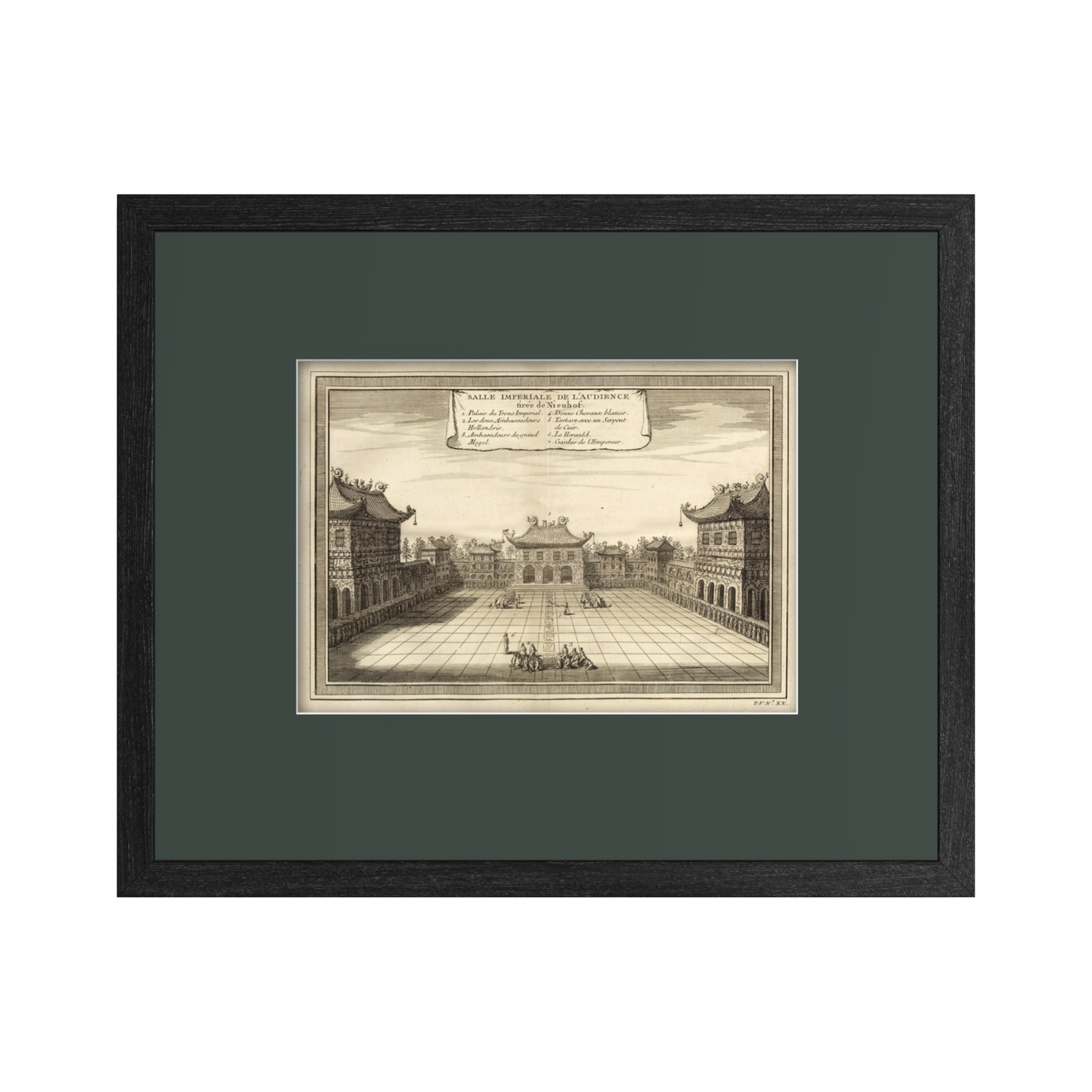 Antique 1740s Copperplate Engraving | Salle Impériale de l'Audience | Jacob van der Schley after Johan Nieuhof
