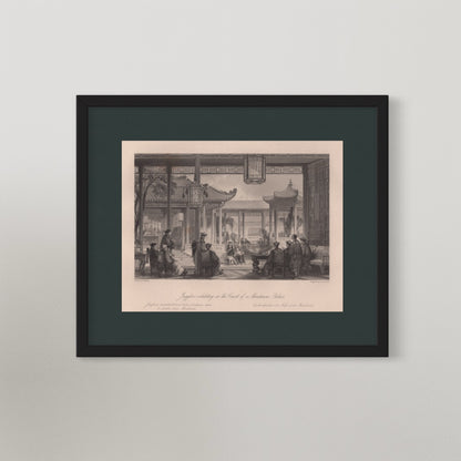 Antique 1840s Steel Engraving | Jugglers exhibiting in the Court of a Mandarin’s Palace | Thomas Allom