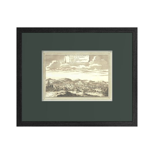 Antique 1740s Copperplate Engraving | Fu Cheu Fu oder Hoskyeu, Hauptltadt von
Fo Kyen | Jacob van der Schley after Johan Nieuhof